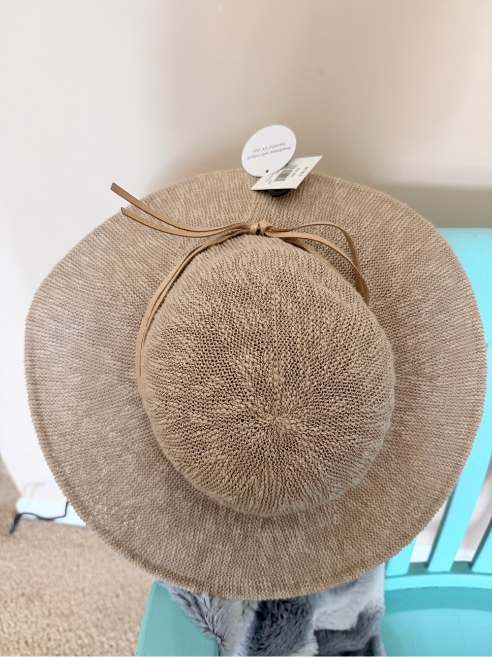 Falls Creek Beige Straw Sun Hat with Tie